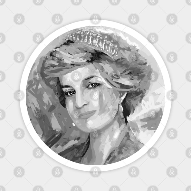 Princess Diana Black and White Magnet by mailsoncello